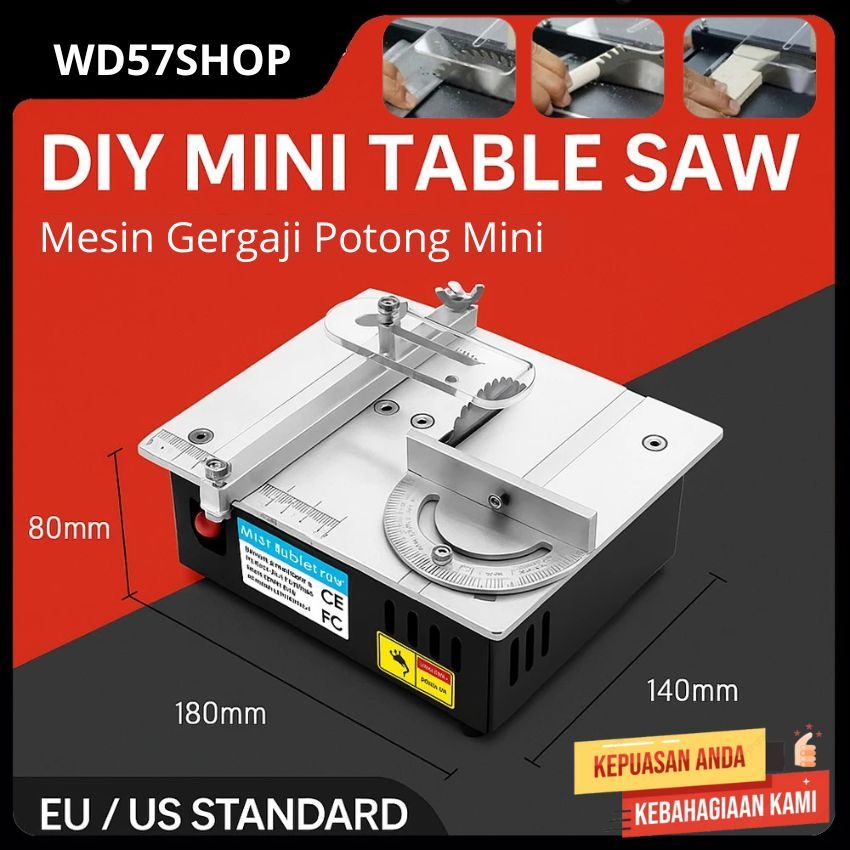 Mesin Meja Gergaji Potong Kayu Aluminium Listrik Mini Super Tajam Table Saw 96W Modern Multifungsi