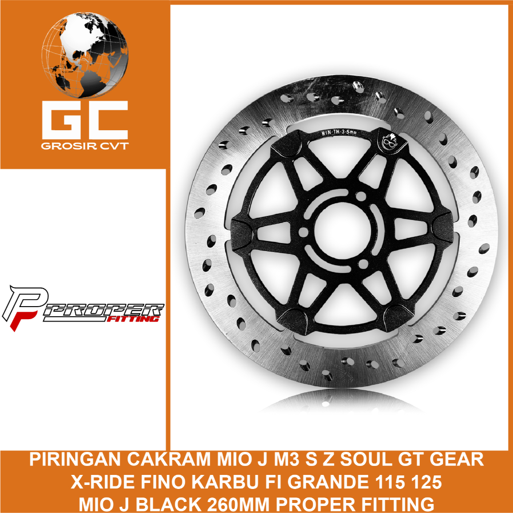 Piringan Cakram Disk Brake Floating 260mm Mio J M3 S Z Soul GT Fino 115 125 Karbu Fi Grande Black Hi