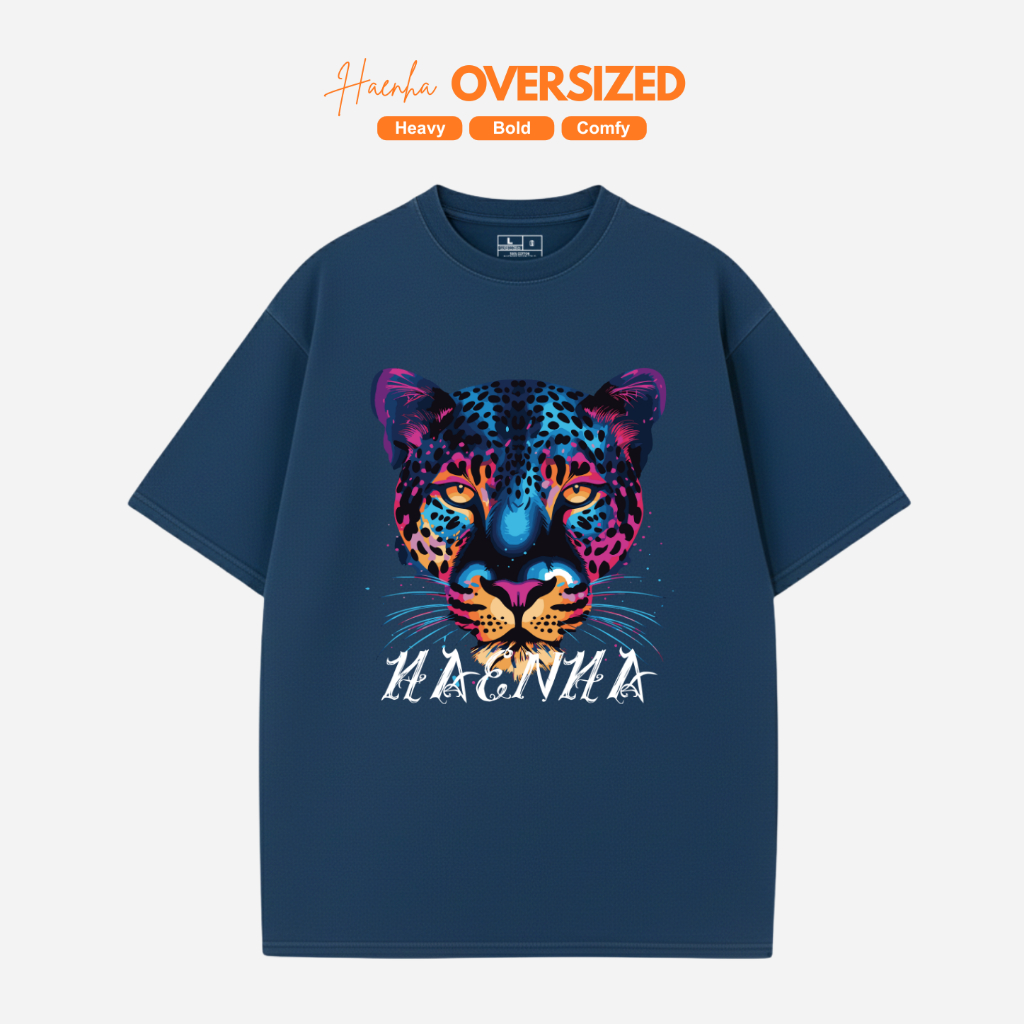 HAENHA Kaos Oversize Heavyweight Leopard Cotton Combed 16S