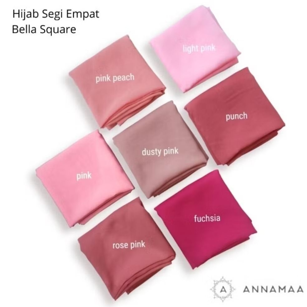 ANNAMAA Segiempat Segi Empat Hijab Plain Bella Square Pollycotton Polycoton Policotton Polikatun Dou