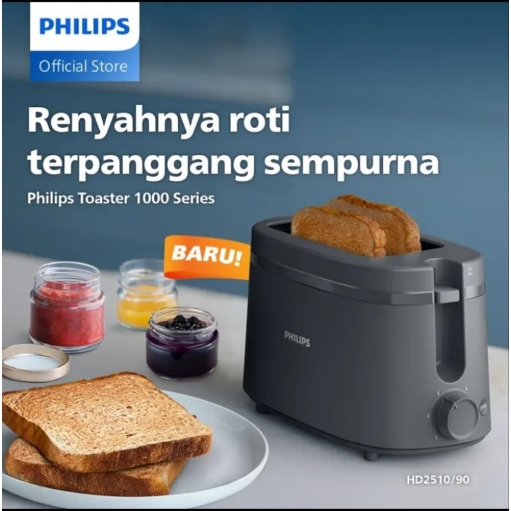 Toaster Philips - HD2510/90 Hitam /Philips Pemanggang Roti Philips Toaster