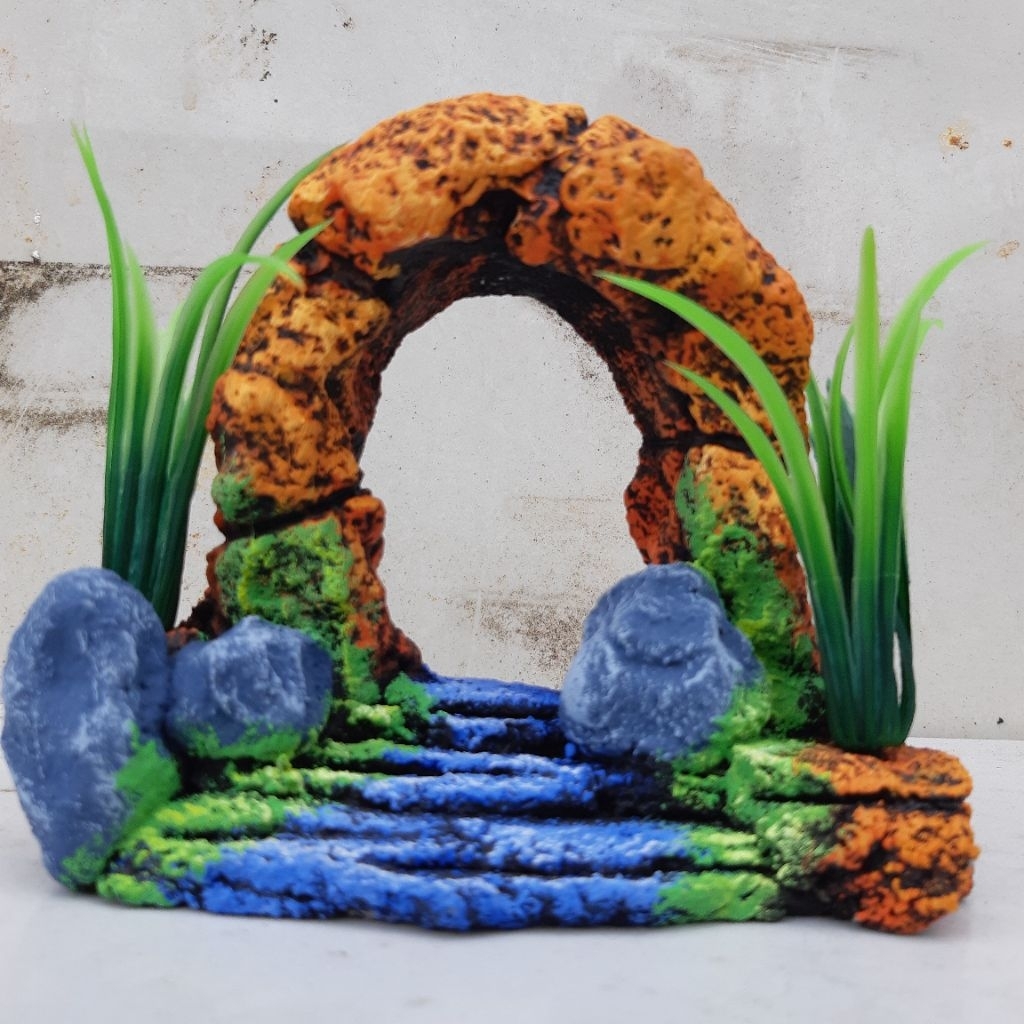 ornamen aquarium murah hiasan aquarium estetik hiasan  aquascape mini aksesoris aquarium goa rumput 
