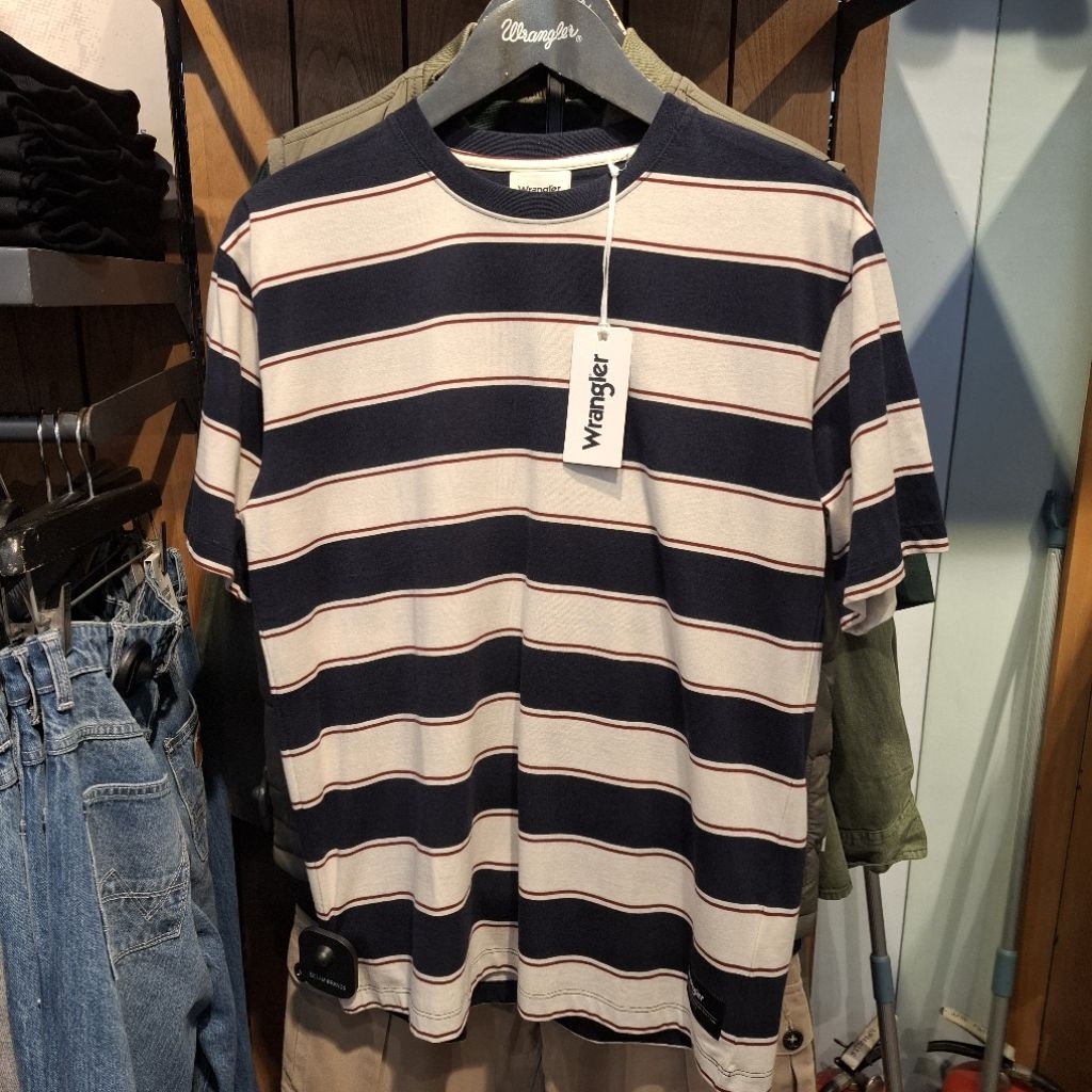Wrangler Baju Atasan Kaos Pria Dewasa Motif Stripe Original
