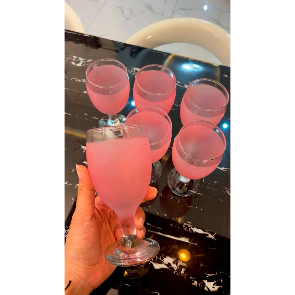 Gelas Kaca Pink Doff (6 Pcs)