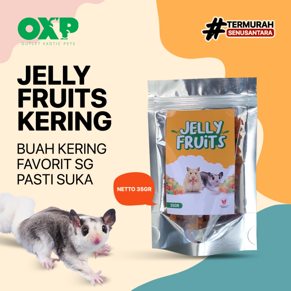 Jelly fruit snack favorit sugar gliderTermurah cemilan hewan 35g