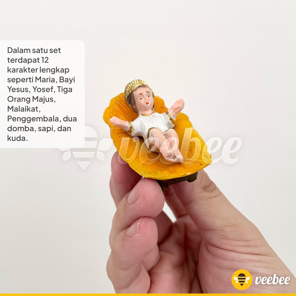 Patung Kelahiran Yesus 11cm Diorama Hiasan Pohon Natal Patung Yesus Kecil Patung Kandang Set Set