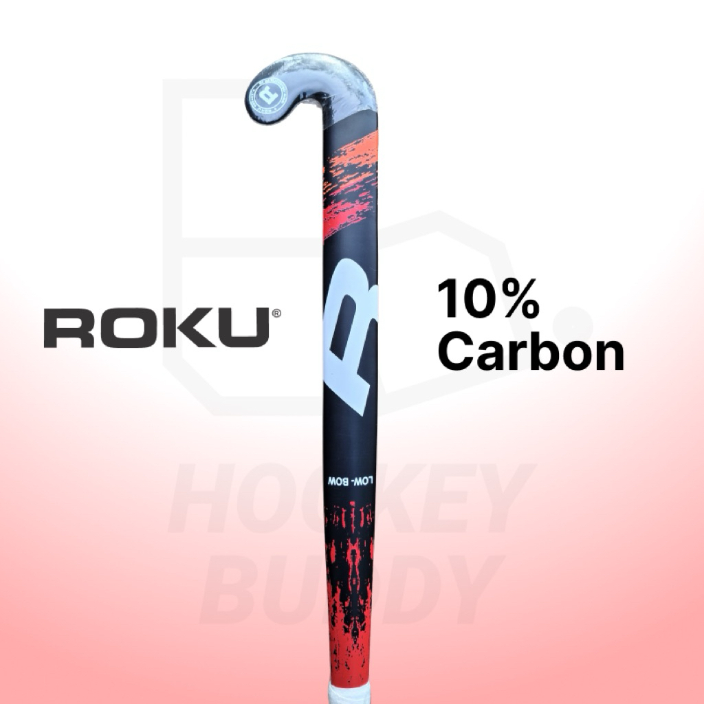 Roku Low Bow 10% Carbon Hockey Stick Indoor Hoki Back Red Orange