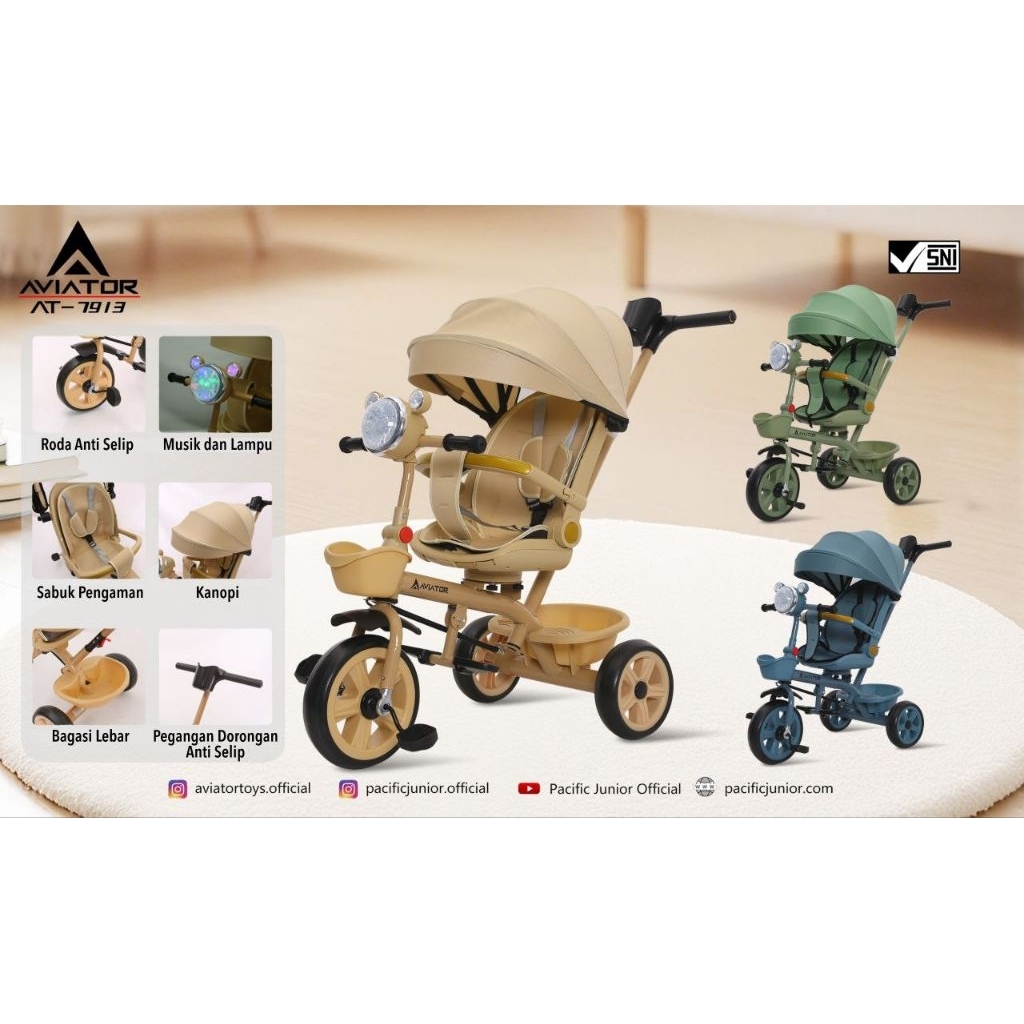 Tricycle Exotic ET 1267 dan ET 7713 ada Musik dan Lampu. Dorongan anak bayi sepeda anak roda tiga 3 