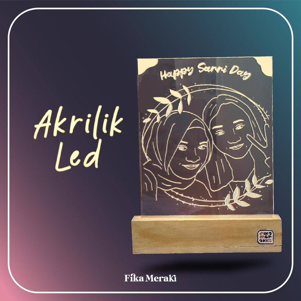Kado custom Kado Wisuda Led Akrilik Custom Foto Sketsa Lampu Tidur