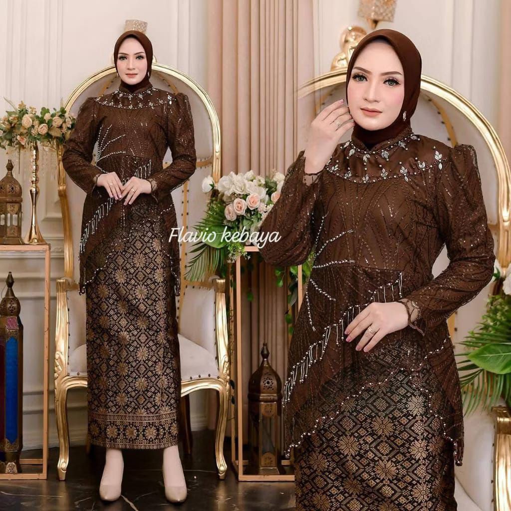 ( FREE HIJAB) SETELAN KEBAYA MODERN ELENA, SETELAN KEBAYA WISUDA, KEBAYA MODIS