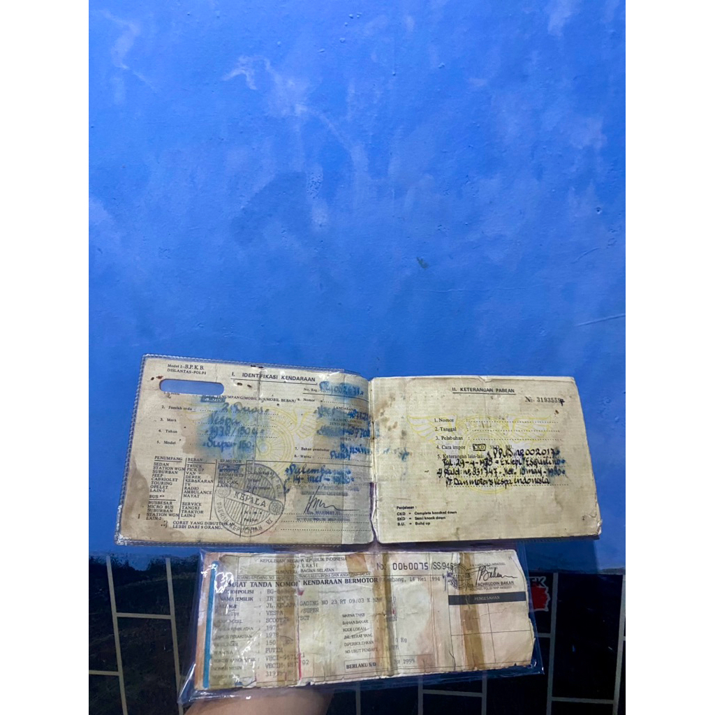 kertas vespa super 1978 letter BG palembang