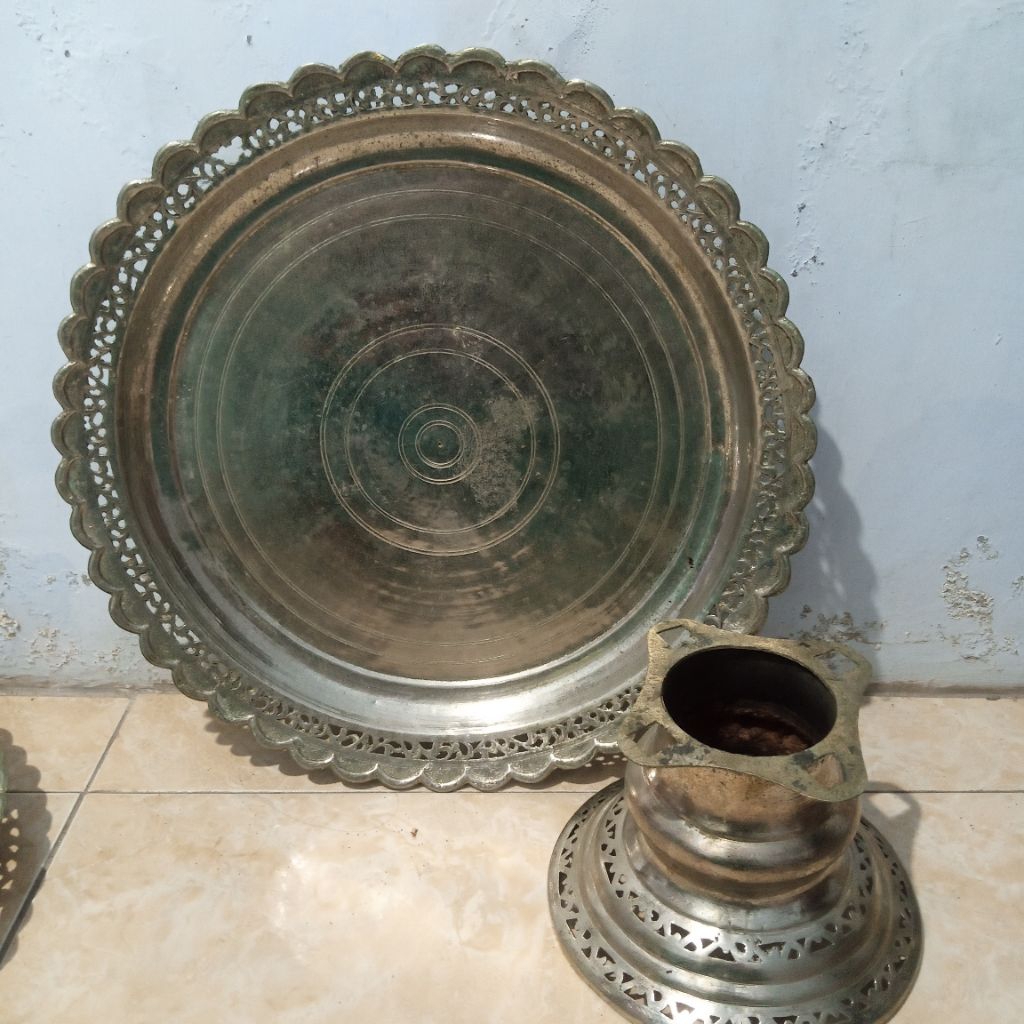 Pahar kaki/dulang aceh antik size jumbo kaki bisa dilepas