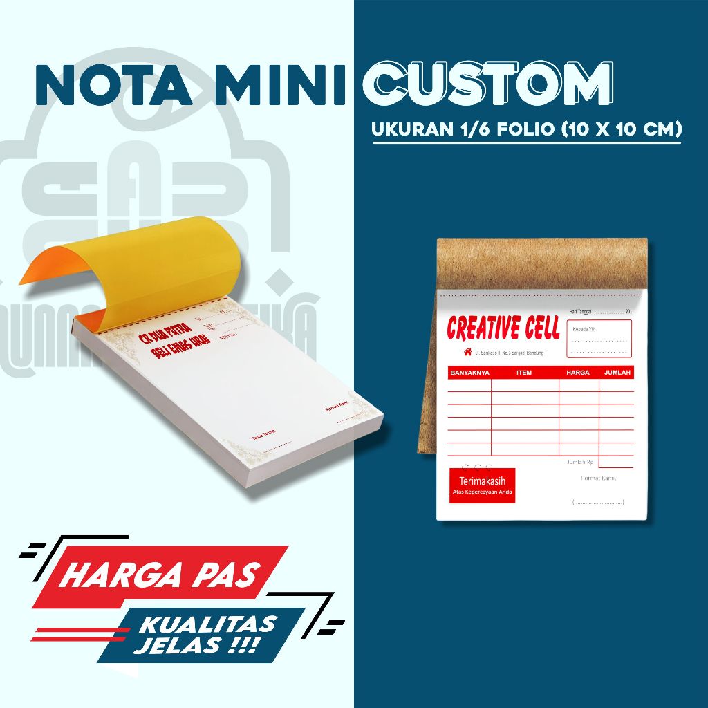 cetak Nota custom mini 2 ply, cetak nota custom