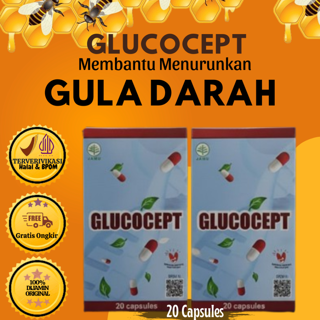 Glucocept 20 Kapsul – Herbal Alami Ikhtiar Sehat – Pendamping Kesehatan Gula Darah – BPOM