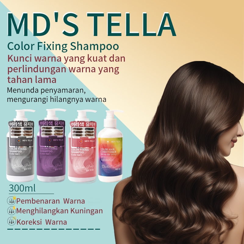 MD's TELLA Cat Rambut Ungu/Biru Merah Muda/Merah Coklat/Perak/Abu-abu|Conditioner Pewarna Tahan