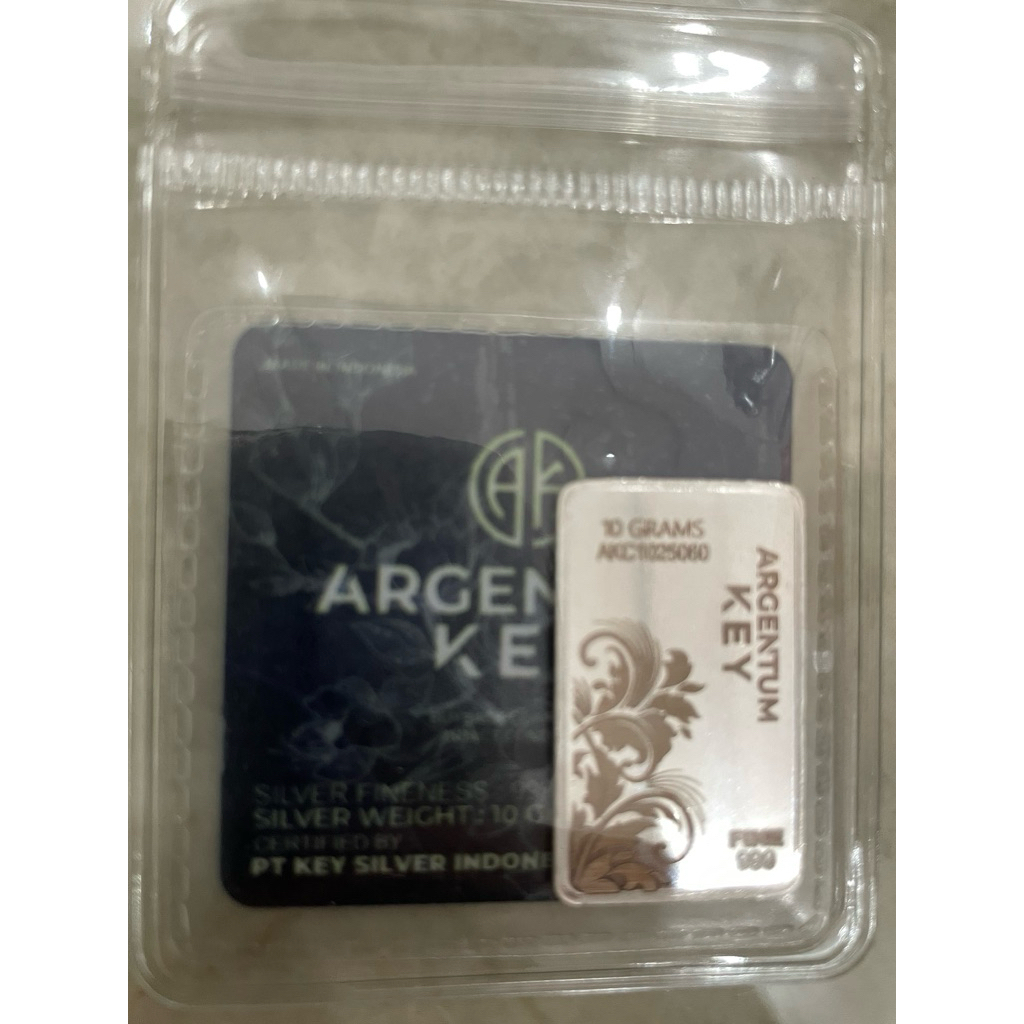 Perak silver batangan 10 gram Argentum Key