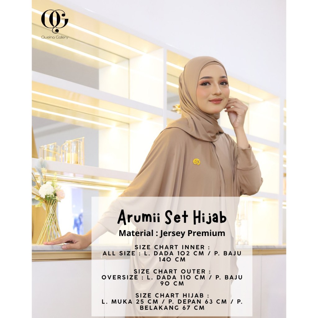 Dress Set Hijab dan Outer Gamis Jersey Premium Busui Friendly Arumi Set Hijab