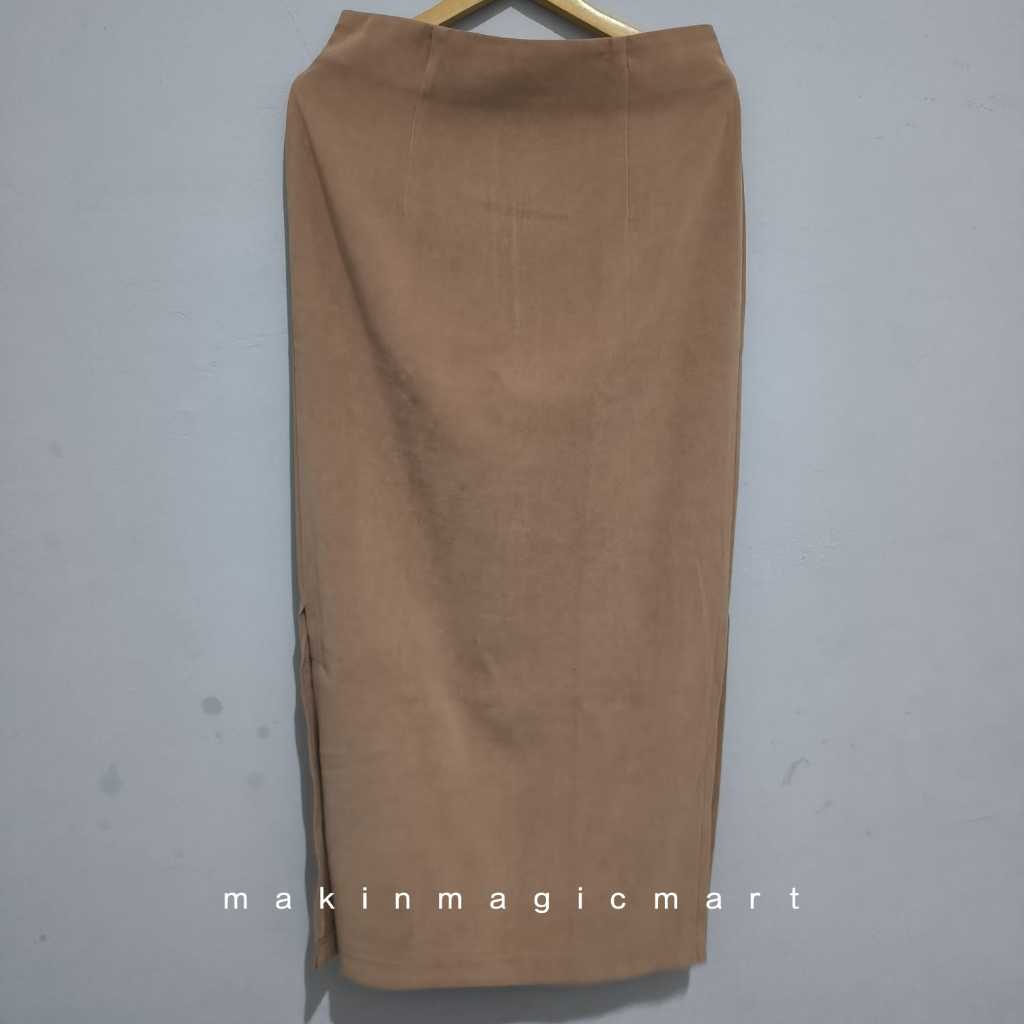 (PL) Long Green Maxi Skirt Bludru Rok Panjang Span | kode aom