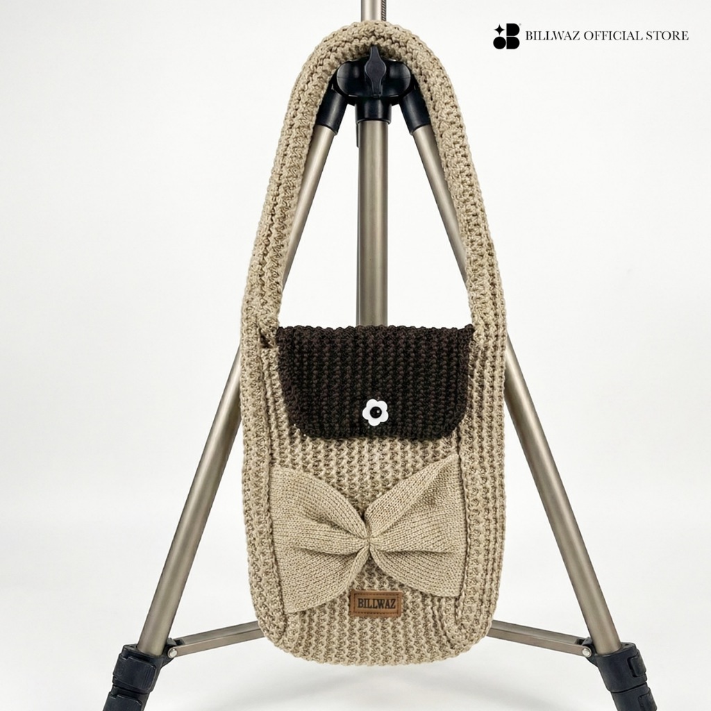Billwaz - Tas Jingjing Tas Rajut Wanita Bahan Rajut - Cream