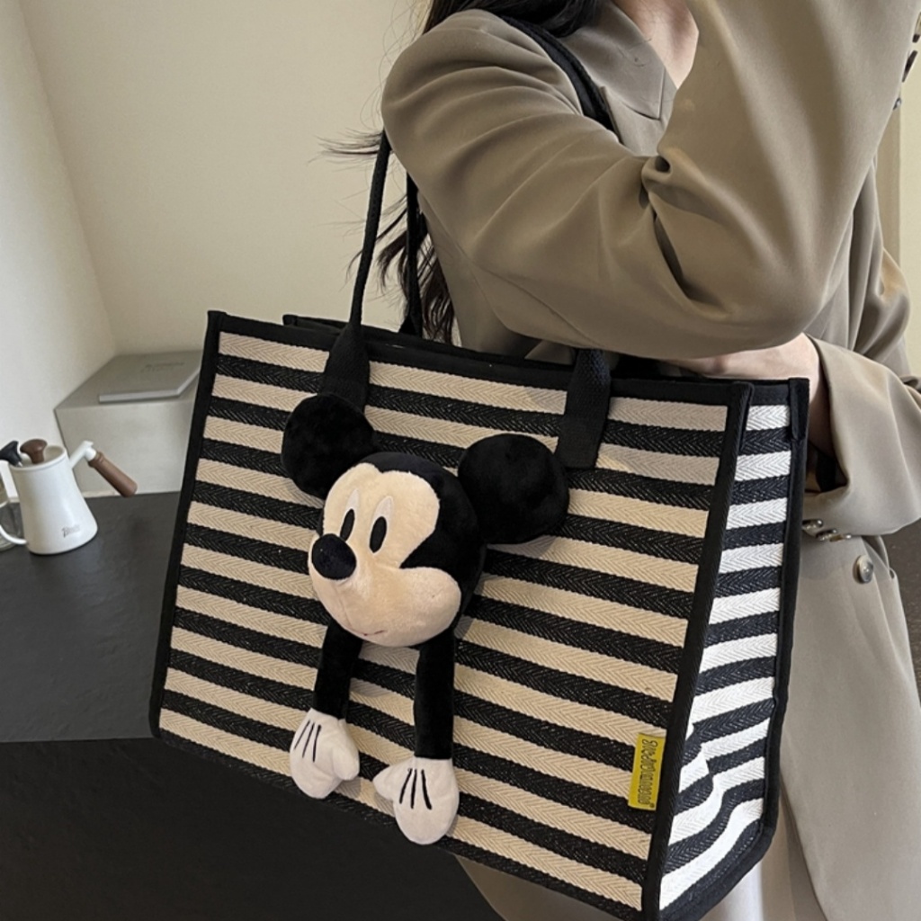 Tas Tote Canvas Mickey Mouse Korea Kapasitas Besar New Mickey Doll Cartoon Canvas Bag Tas Tote Bag S