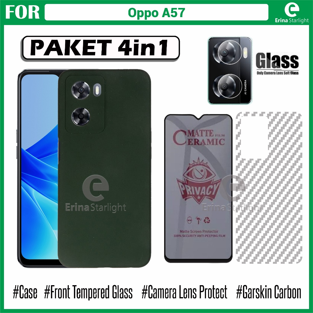 Paket Lengkap Case Oppo A57 A57s A57e A57 4G Case Macaron Bonus Tempered Glass Full Layar