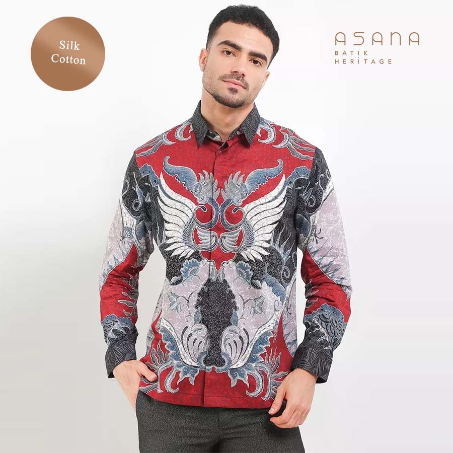 Kemeja Asana Batik Lengan Panjang Selaru - Wine