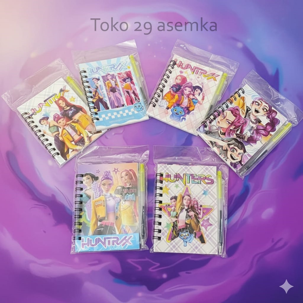 BUKU BINDER A7 K-POP DEMON HUNTER DAPAT 1 PULPEN BK-2134 RING BOOK SPIRAL ATK ANAK SEKOLAH GROSIR