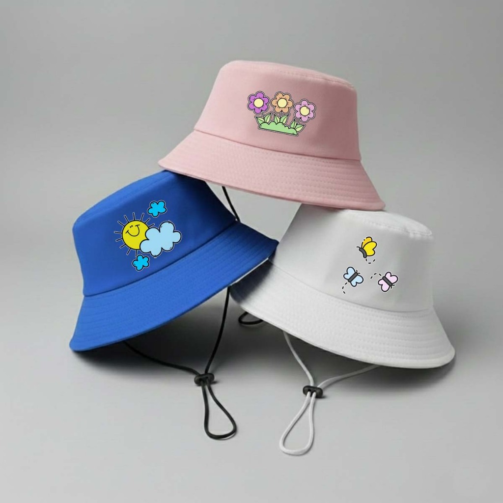Topi Bucket Anak Motif Lucu Untuk Anak Laki Laki & Perempuan 2-12 Tahun