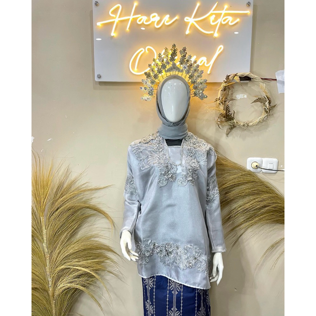 BAJU BODO ORGANZA PREMIUM FULL BUNGA PAYET