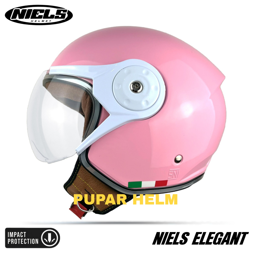 Helm Retro Helm Niels Elegant Kaca Pilot Dewasa Pria Wanita Motor Standart Sni Helm Terbaru