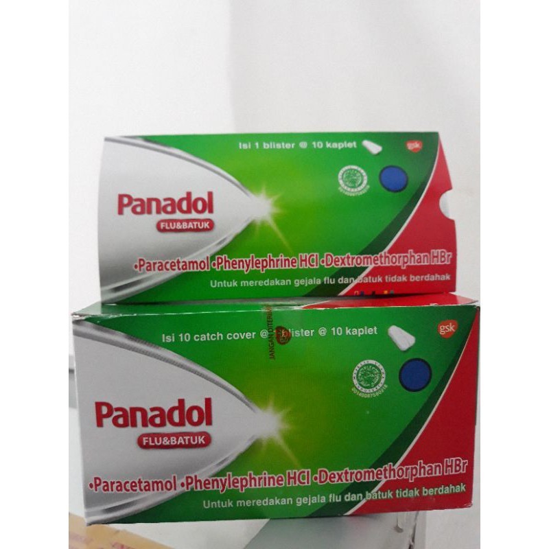 PANADOL HIJAU Flu dan Batuk, strip isi 10 tablet, meredakan flu dan batuk tidak berdahak