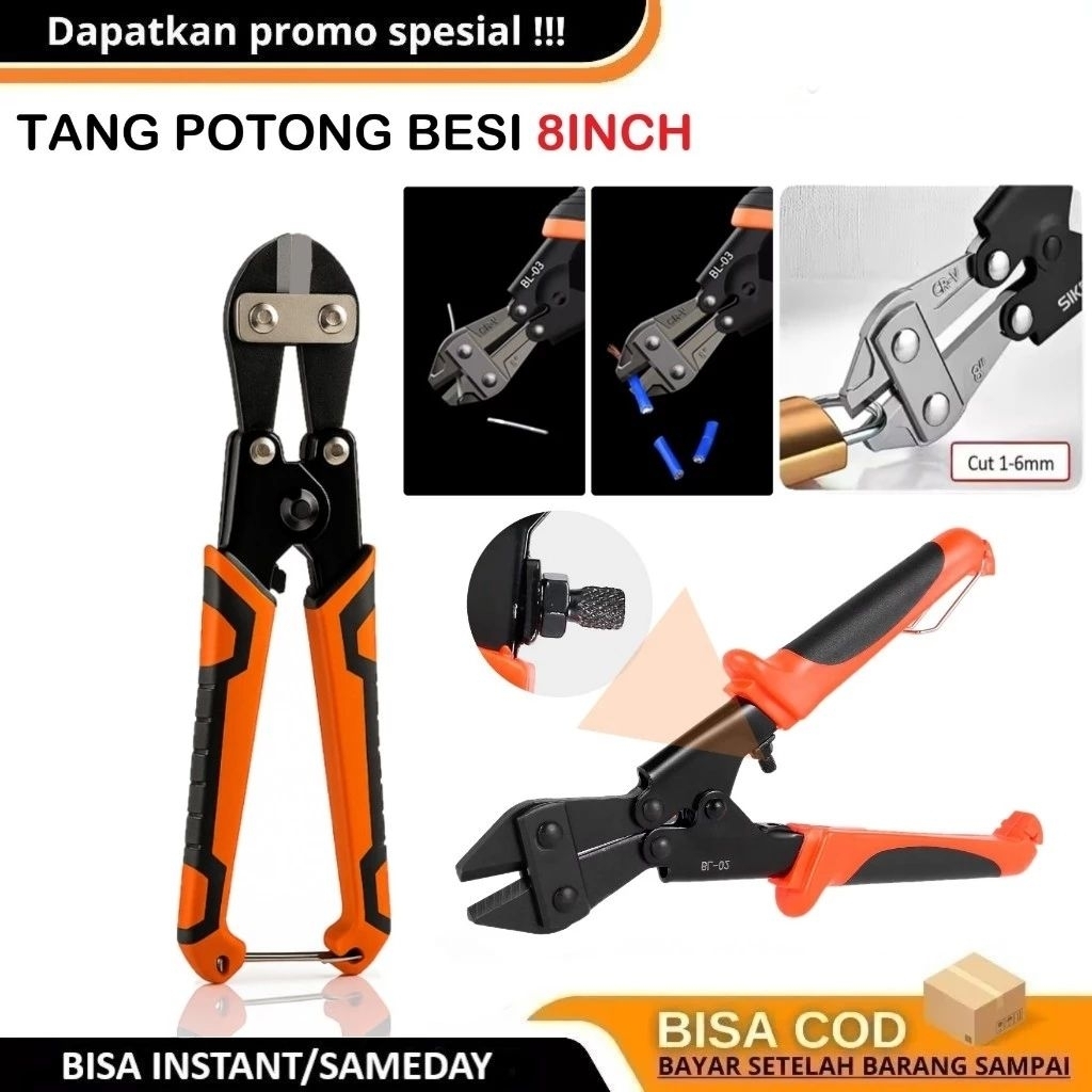 Tang Potong 8 inch Gunting Kawat Besi Baja Bolt Cutter Pemotong Baja Kawat Rantai Tang Potong Mini