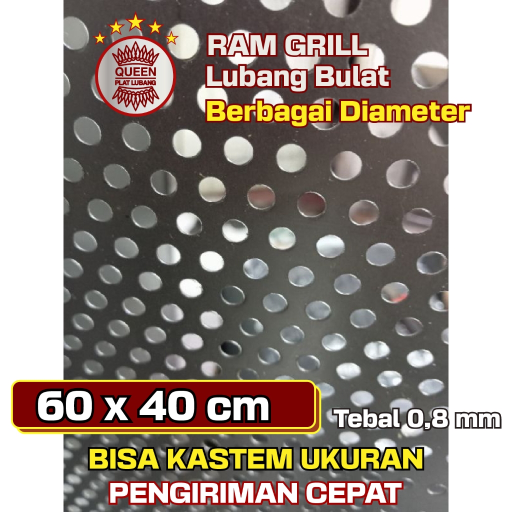 NEW 60x40 Cm Plat Besi lubang 2 mm , 3 mm ,4 mm , 5 mm , 6 mm , 7 mm , 8 mm , 9 mm , 10 mm , 12