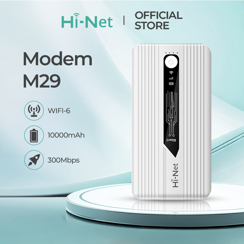 Hi Net Modem M29 Power Bank Router 2-in-1 4G + Wi-Fi 6 Jaringan Berkecepatan Tinggi 300Mbps Mendukun