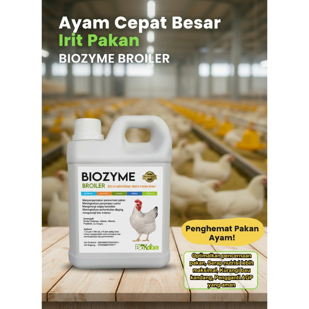 BIOZYME BROILER 1000ml Pengganti AGP Mempercepat Pertumbuhan Ayam Broiler Meningkatkan Penyerapan Nu