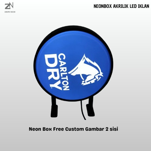 NEON BOX AKRILIK POLOS DAN CUSTOM GAMBAR BULAT 1 SISI / 2 SISI