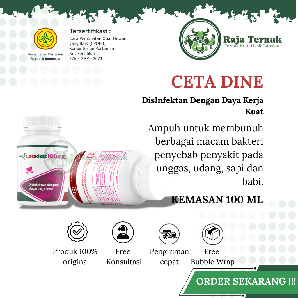 CETA DINE 100 ML - Disinfektan Kandang Disinfektan Luka Untuk Sapi Kambing Domba
