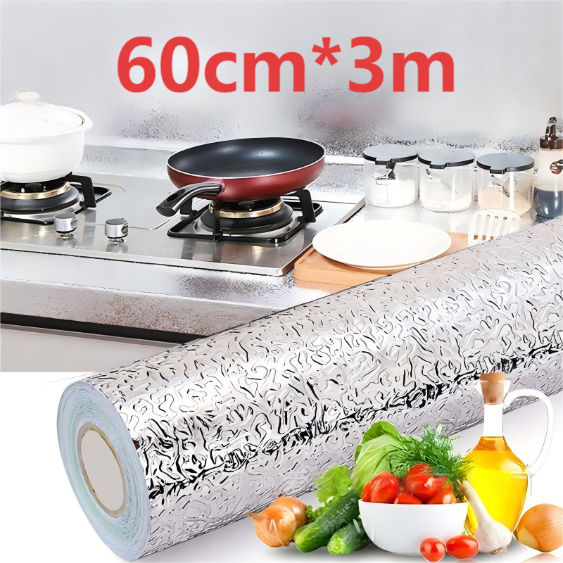 COD/Stiker Aluminium Foil 60cm X 3m / Wallpaper Anti Minyak Waterproof / Wallpaper Dapur Aluminum Fo