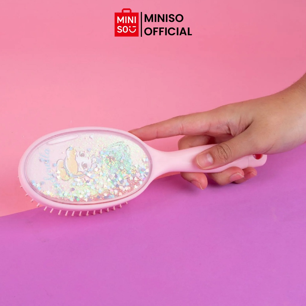 Miniso x Disney Princess Collection Sisir Rambut dan Pijat Kepala 2 in 1 Pink Oval Comb Brush Manik 