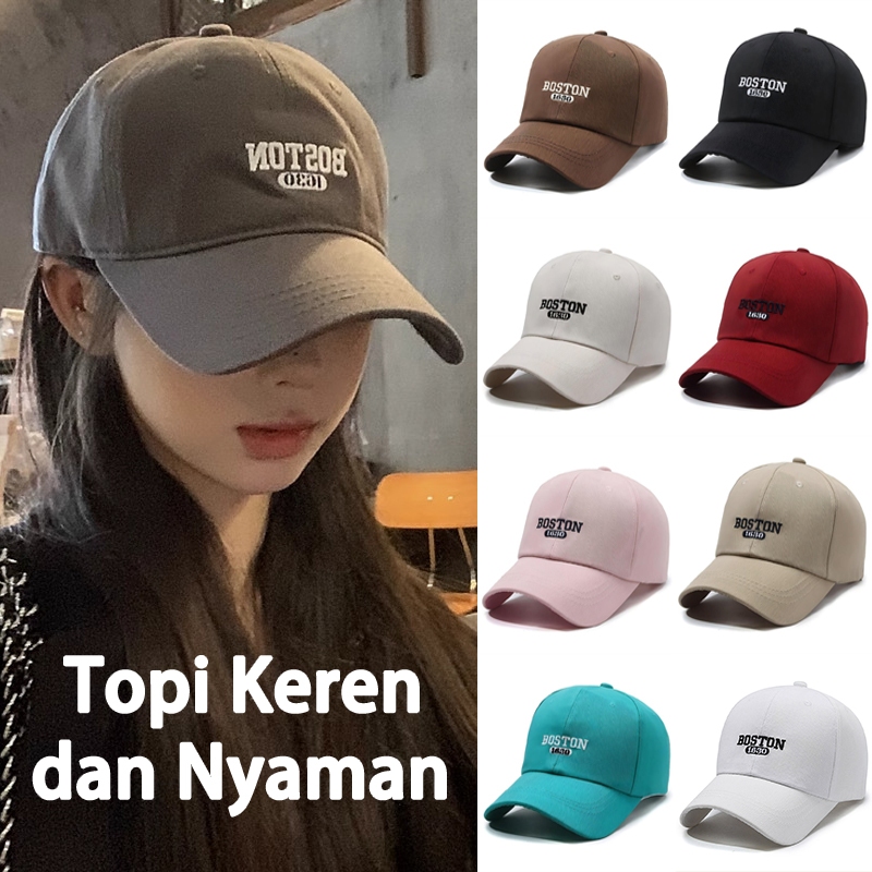 Topi Baseball Bordir Vintage Amerika Face Slimming Uniseks Musim Semi Panas