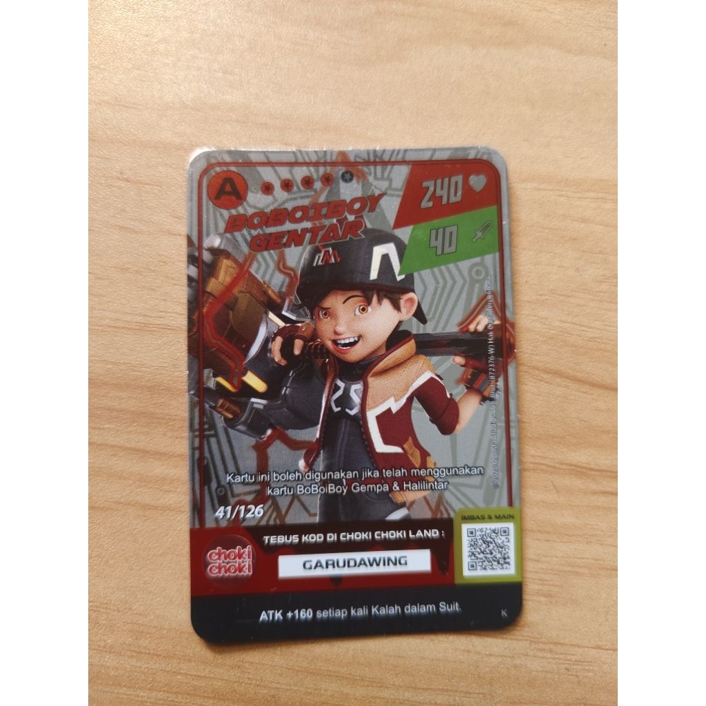 Kartu Choki-choki Boboiboy Season 2 - Boboiboy Gentar A 240