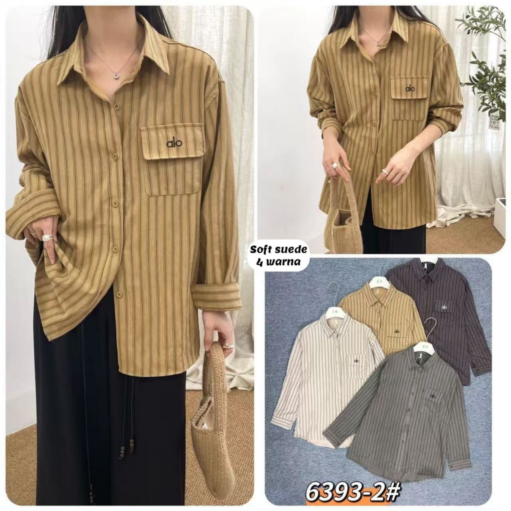 kemeja soft suede /kemeja wanita lengan panjang suede premium