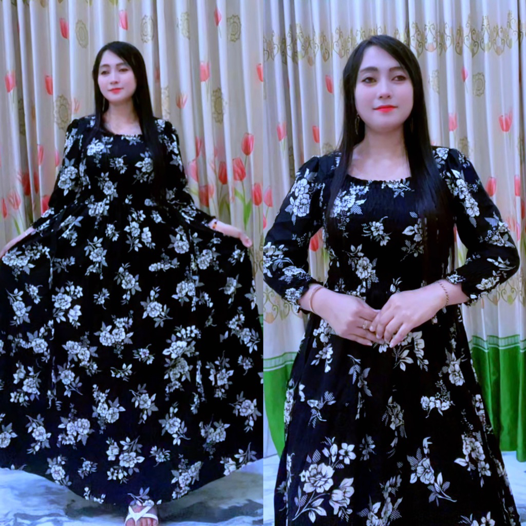 Dress cinderella full smoke bunga-bunga