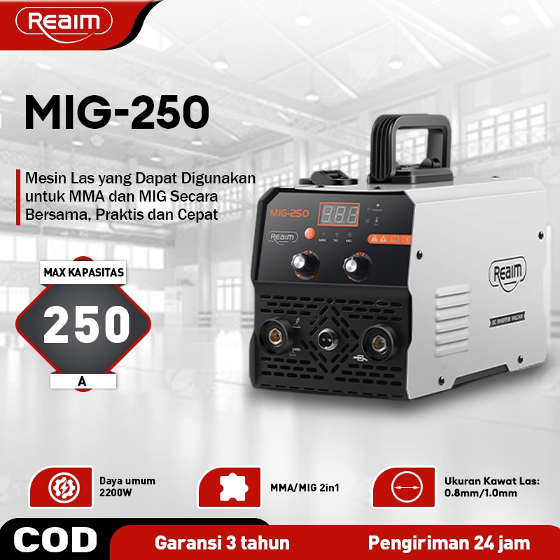 Reaim mesin las listrik solder mesin las MIG-250 MIG-MMA-TIG 3IN1 IGBT 900 watt