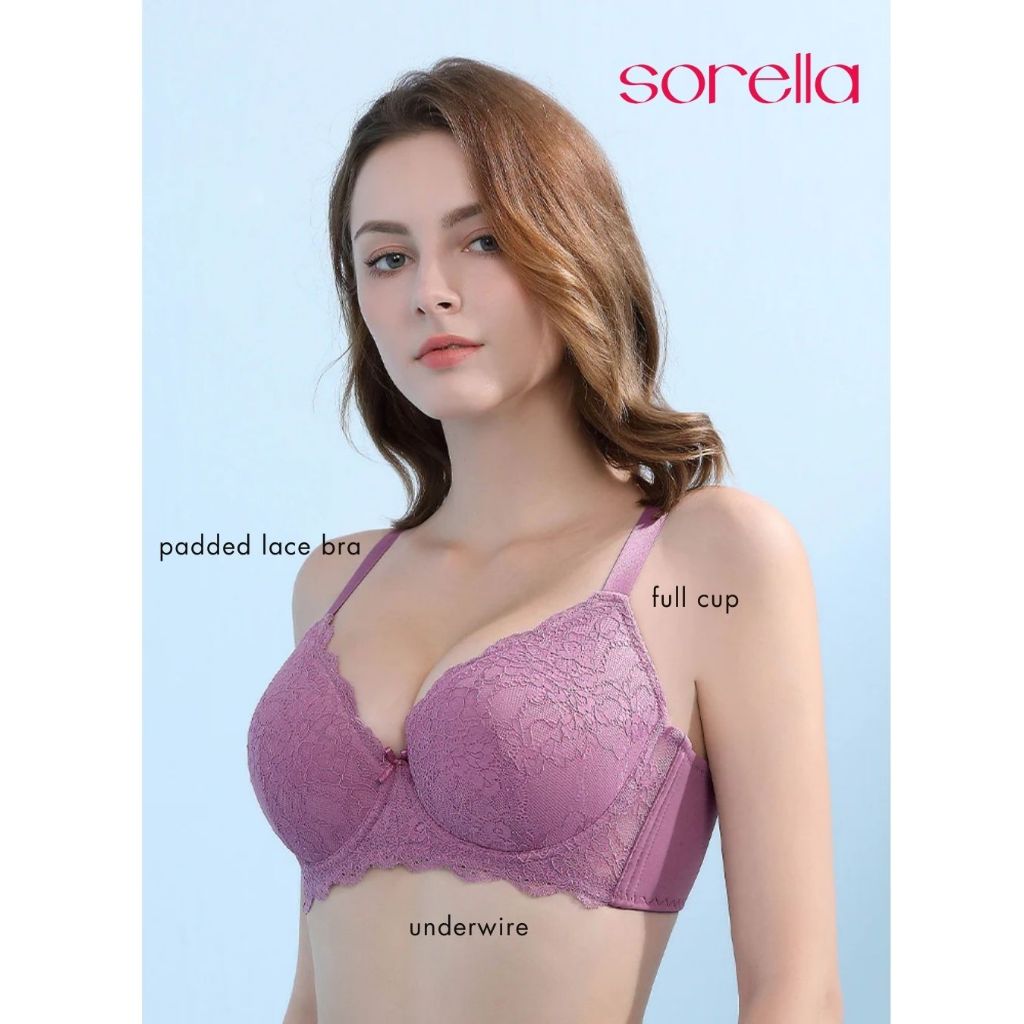 Bra Wanita Kawat Busa Sedang Tipis Renda SORELLA Full Cup Size 34B s/d 40B  Lace Bra Pakaian Dalam /