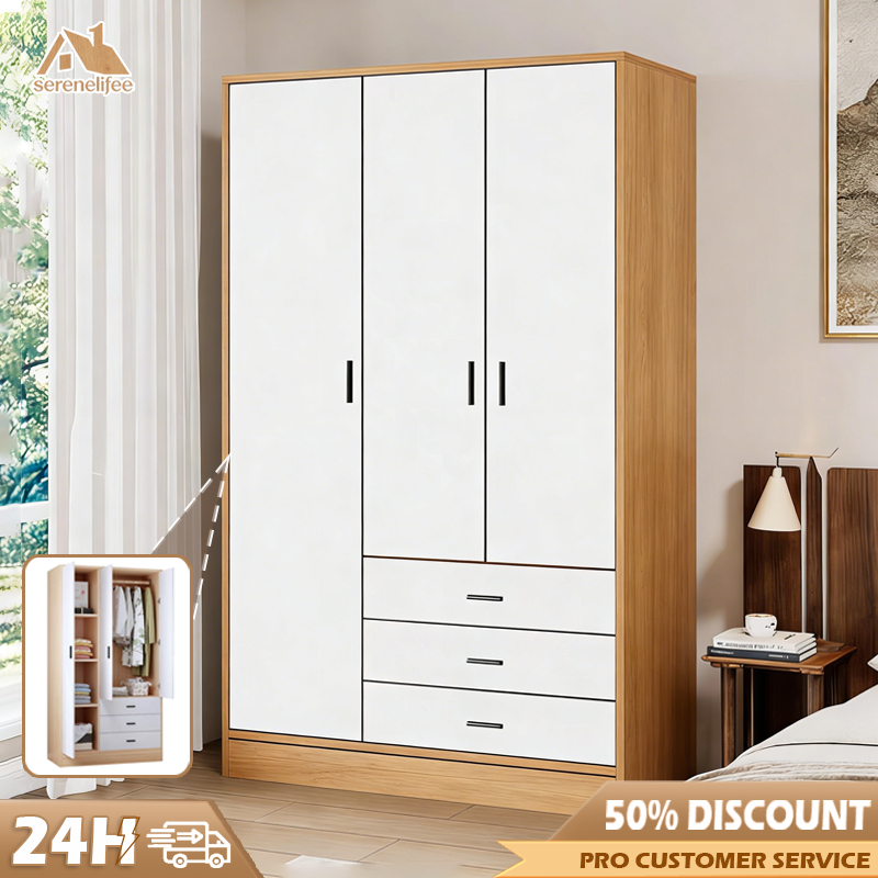 COD Lemari Pakaian Kayu 3 Pintu Kapasitas Besar Lemari Susun Lemari Pakaian Baju 3 Pintu Murah Minim