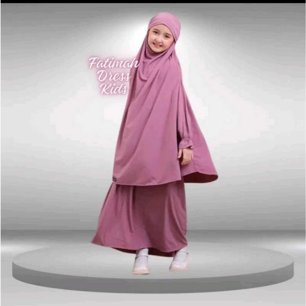 Gamis Anak Perempuan Umur 1-11 Tahun Full Sett Dengan Cadar French Khimar New Fatimah Sett by Luthfi