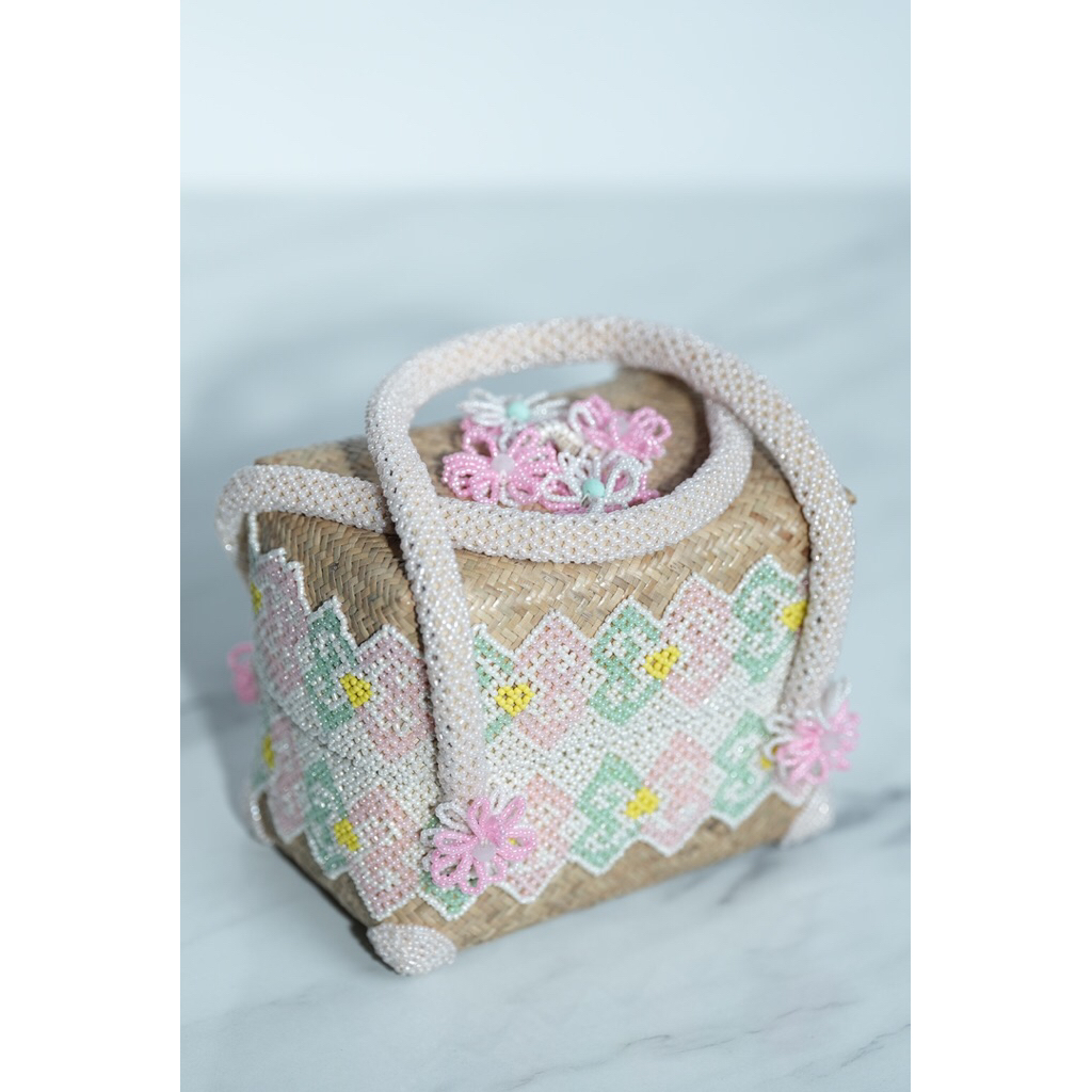 Tas Dayak Kaban Baby Pink | Handbag Etnik Kalimantan | Tas Dayak Kalimantan | Tas Rotan Manik Kalima