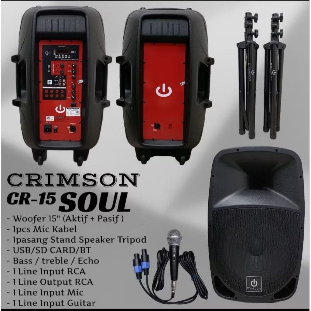 Paket lengkap speaker aktif pasiv Crimson 15" Soul