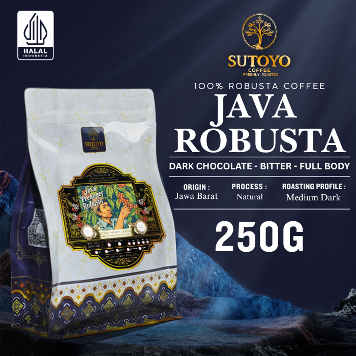 SUTOYO COFFEE – Kopi Robusta Java Preanger 250 Gram | Es Kopi Susu Blend | Espresso | Medium Dark Ro